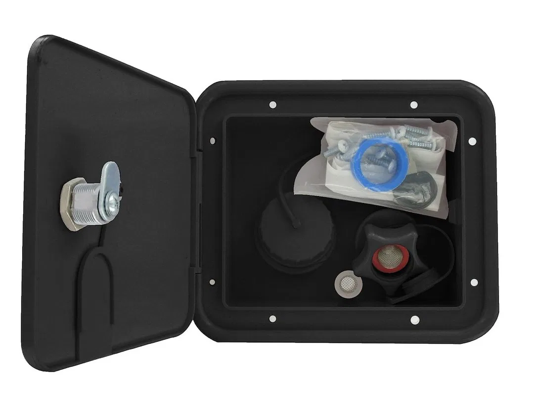 A01-2004BKVP – VALTERRA LLC Fresh Water Inlet, Used For RV Fresh Water System Lockable Hatch Type Gravity And City Wa...